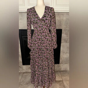 Lost + Wander Lovestoned Maxi Dress Women's Floral Tiered Lined Dress Size Small